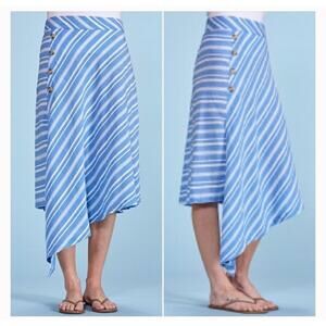Fresh Produce Arwen Asymmetrical Blue and White Striped Skirt Women's S Beach